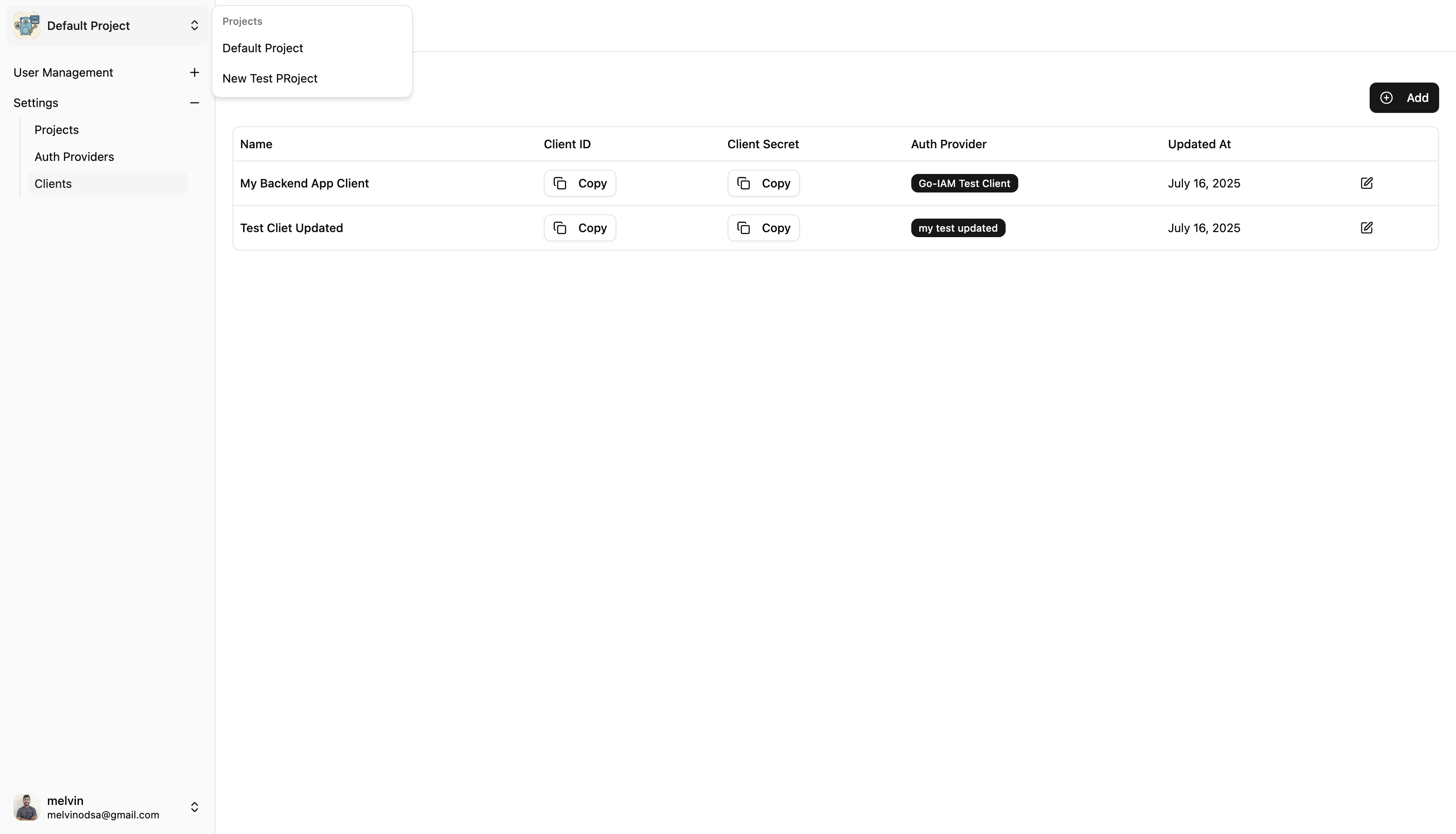 Project Switcher in Navbar