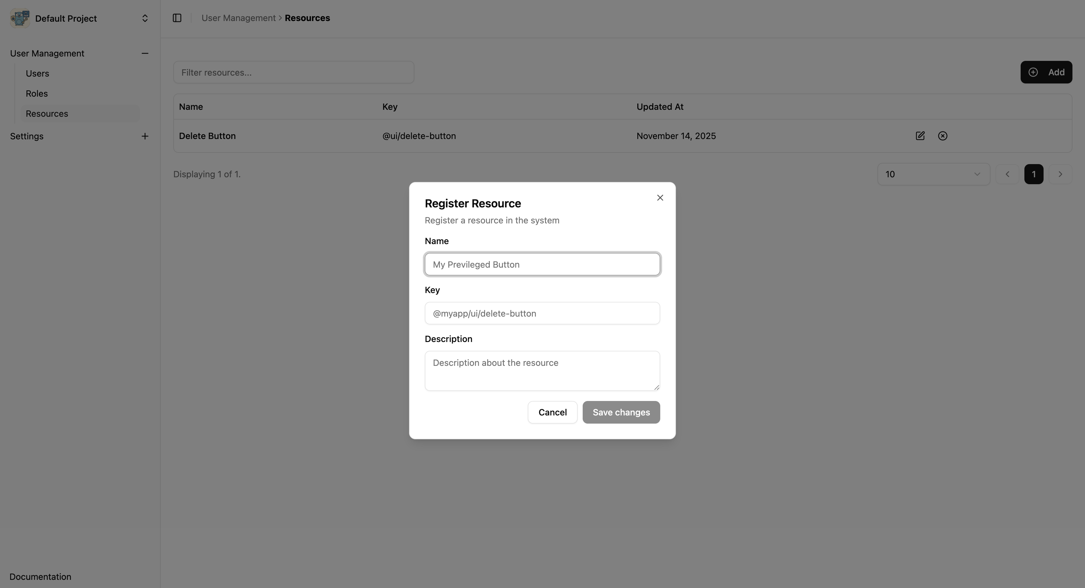 Create Resource Widget