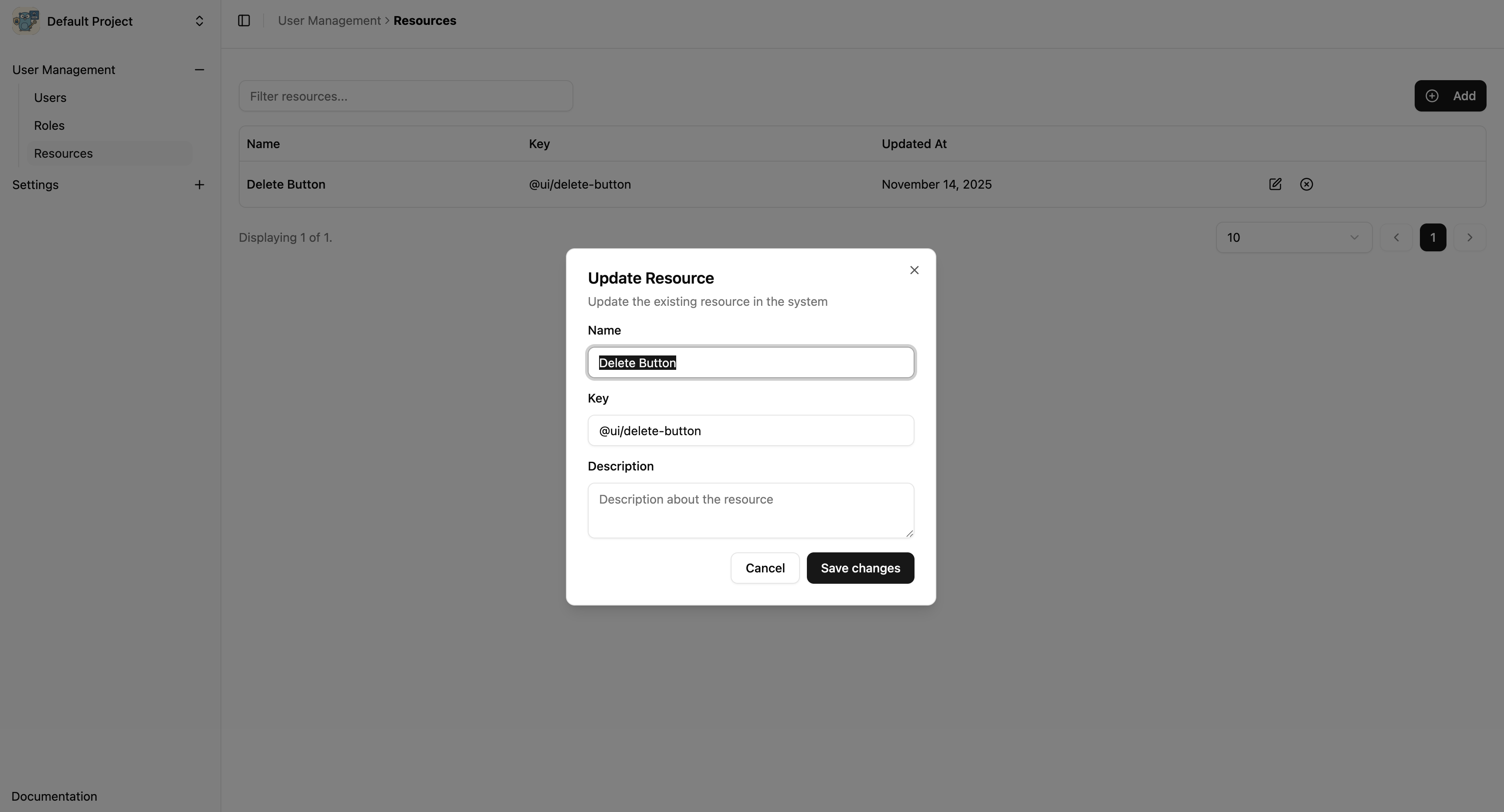 Update Resource Widget