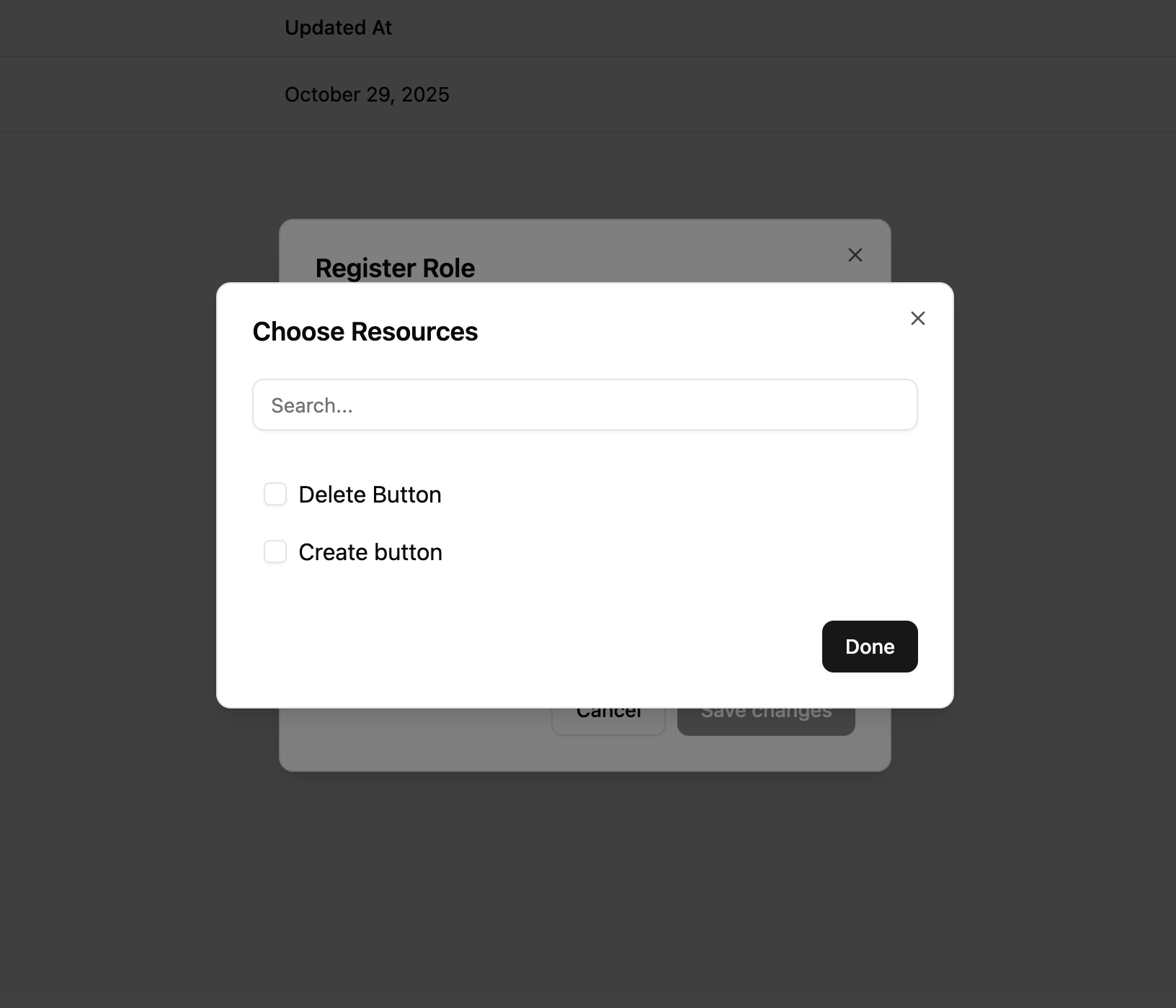 Assign Resources to Role Widget