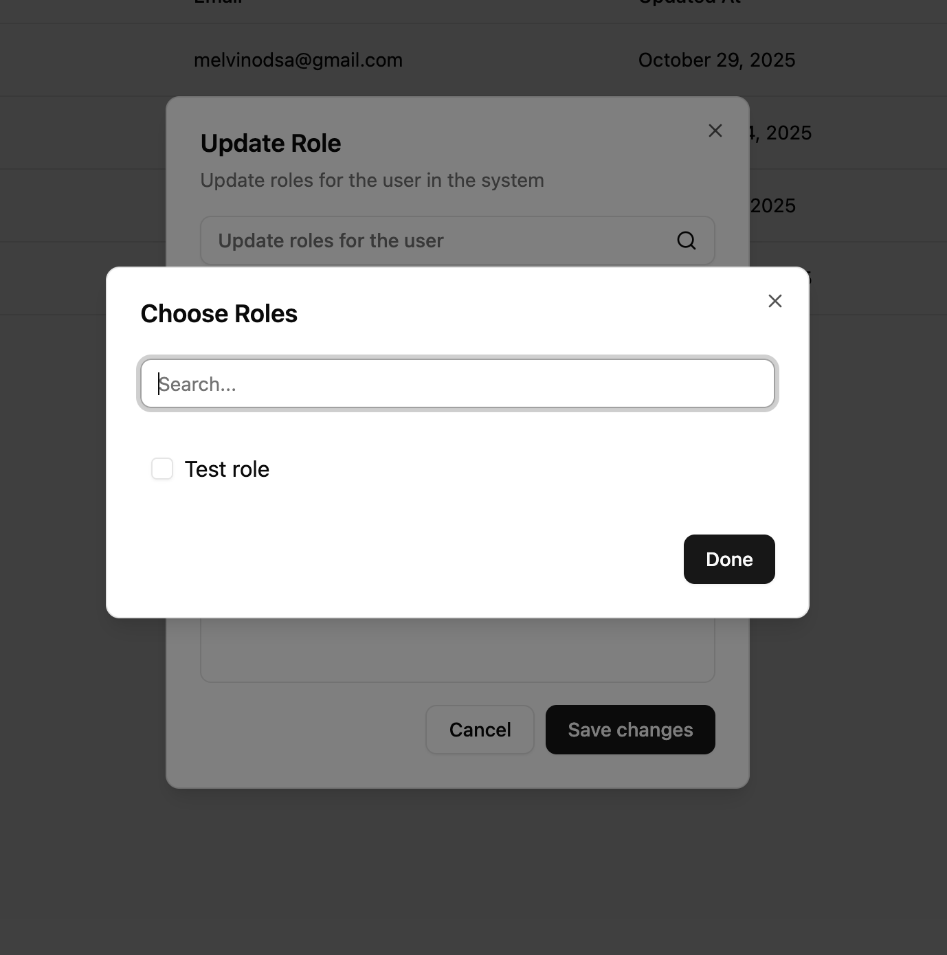 Update User Roles Widget