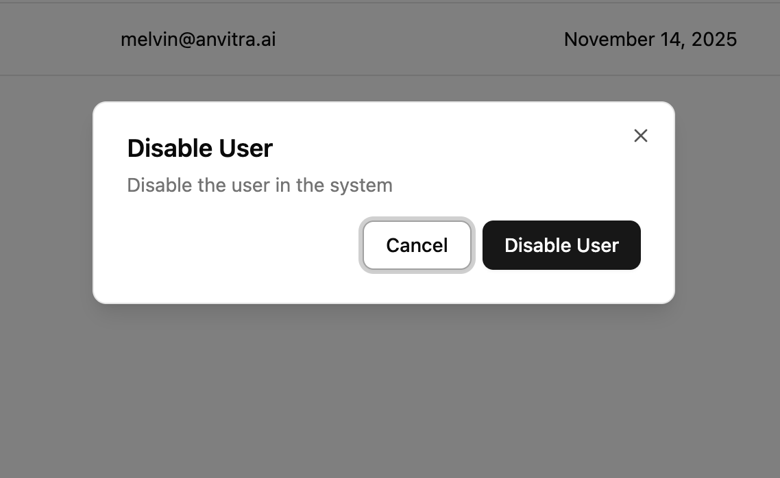 Disable User Confirmation Widget