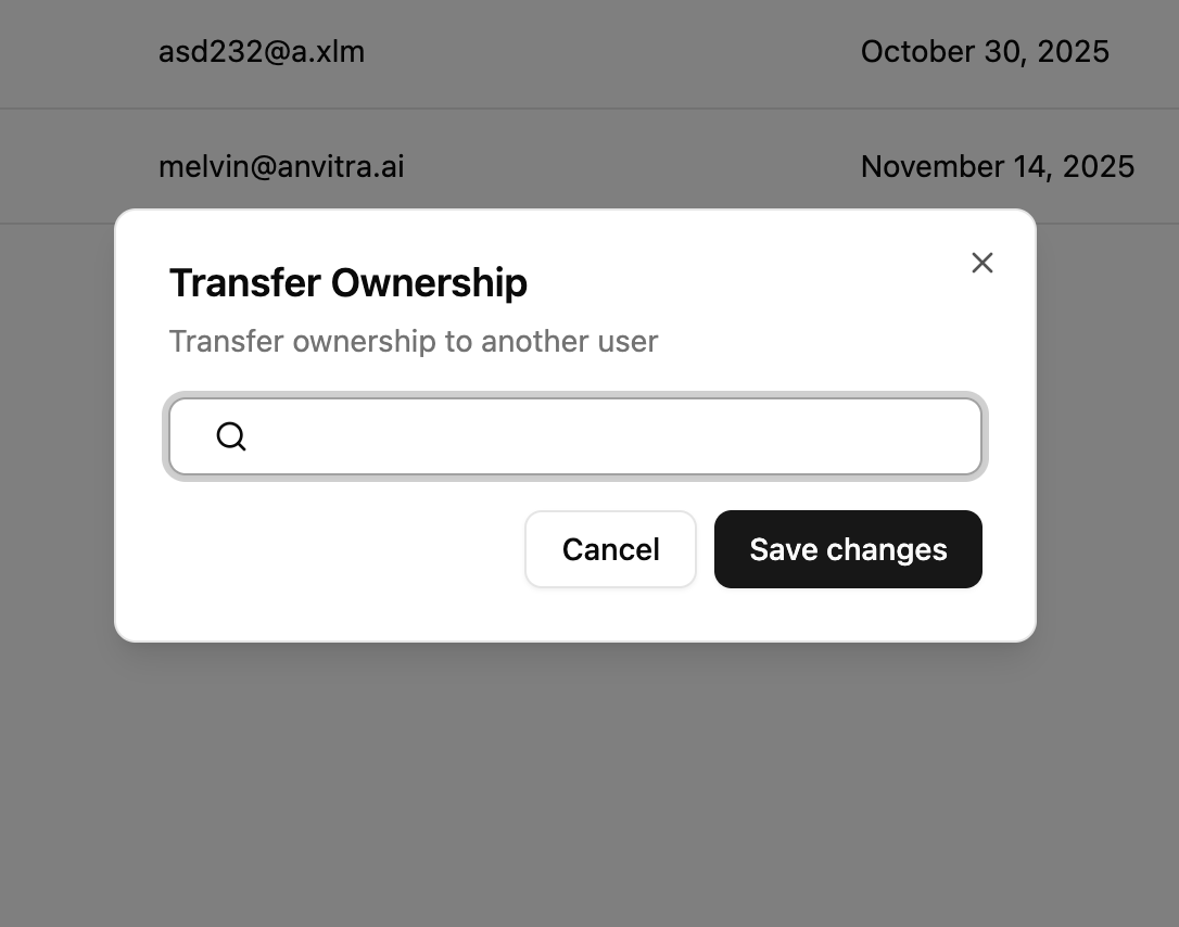 Transfer Ownership Confirmation Widget